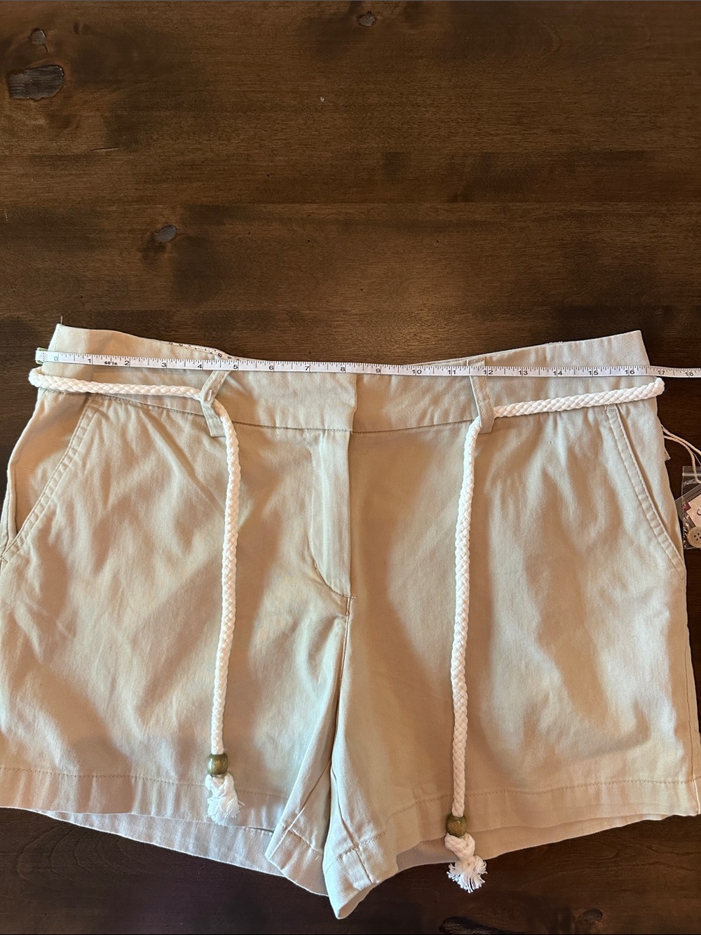 Cambridge Dry Goods Beige Rope-Belt Women's Shorts Size 10 NWT - Picture 8 of 12